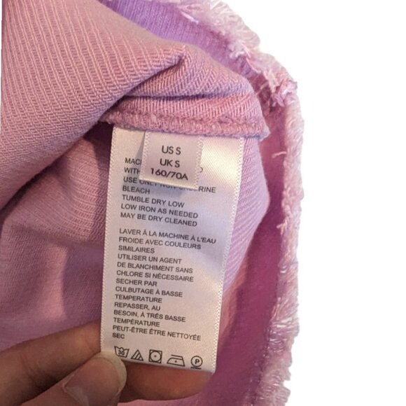 Urban Outfitters Mercy Pink Denim Raw Edge Mini Skirt Size Small - Picture 9 of 12